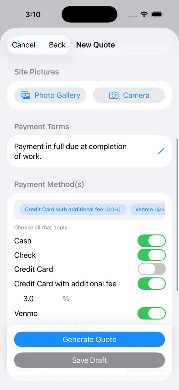 Building a quote in QuoteMe