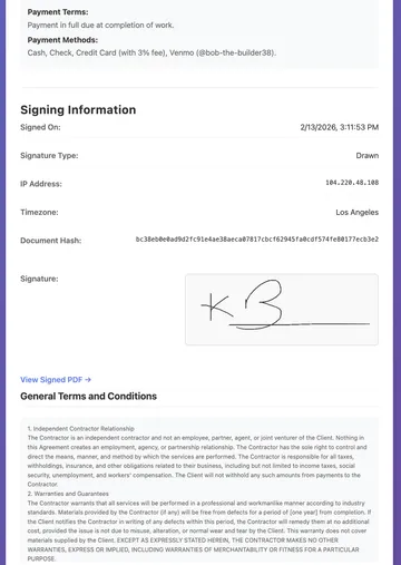 A digitally signed quote